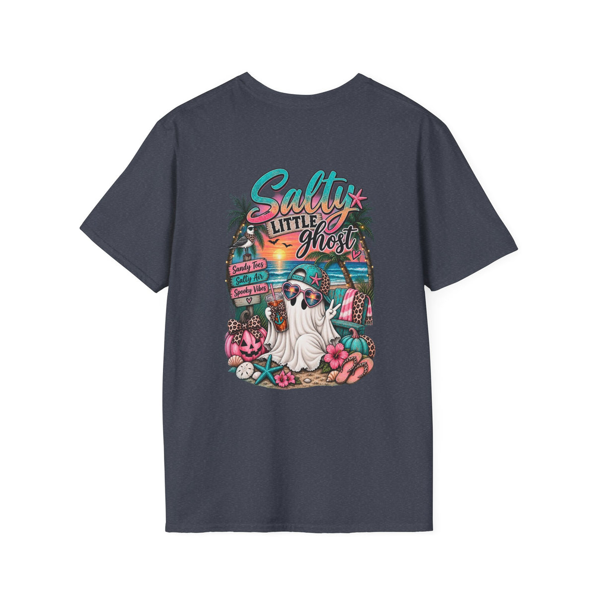 Halloween Crewneck T-Shirt – Spooky Cactus Pumpkin Desert Floral "Salty Soul" Design