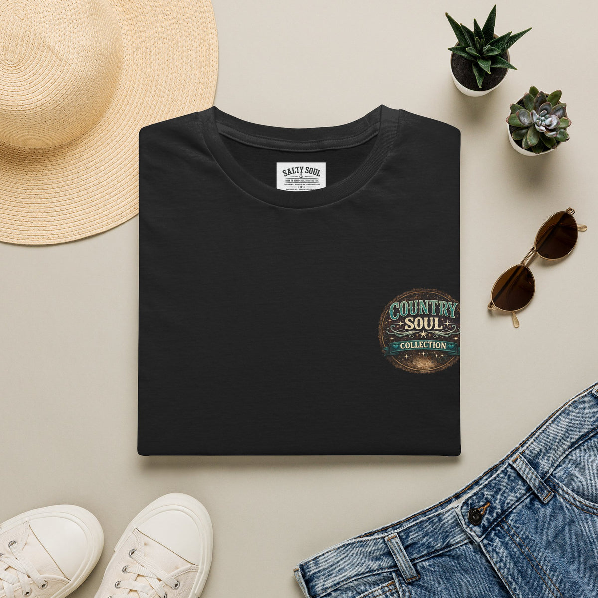 Country Soul Logo T-Shirt — Vintage Rustic Chest Pocket Tee