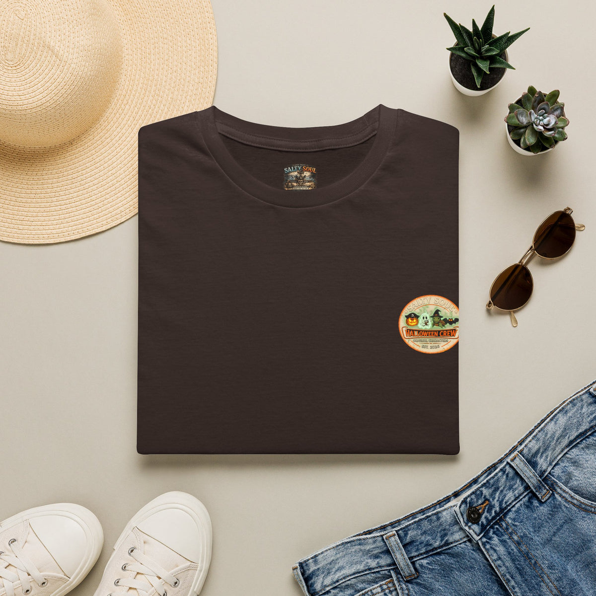 Vintage Desert Sunset Patch T-Shirt — "Captain Jack-o'Lantern" Beach Vibe