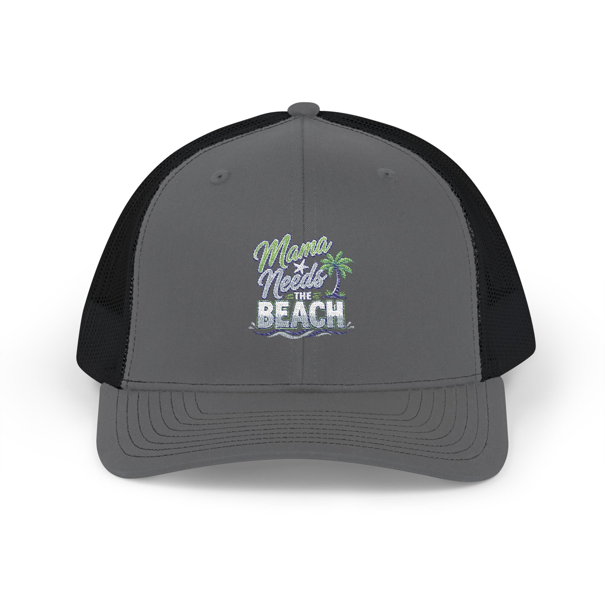 Beach Vibes Snapback Trucker Cap — "Mermaid Beach" Embroidered Palm Design