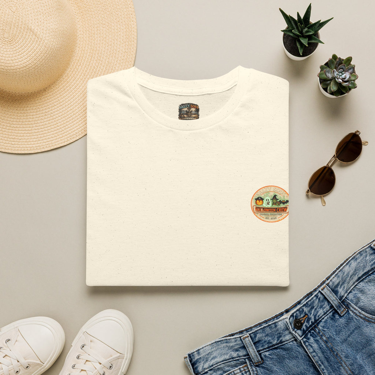 Vintage Desert Sunset Patch T-Shirt — "Captain Jack-o'Lantern" Beach Vibe
