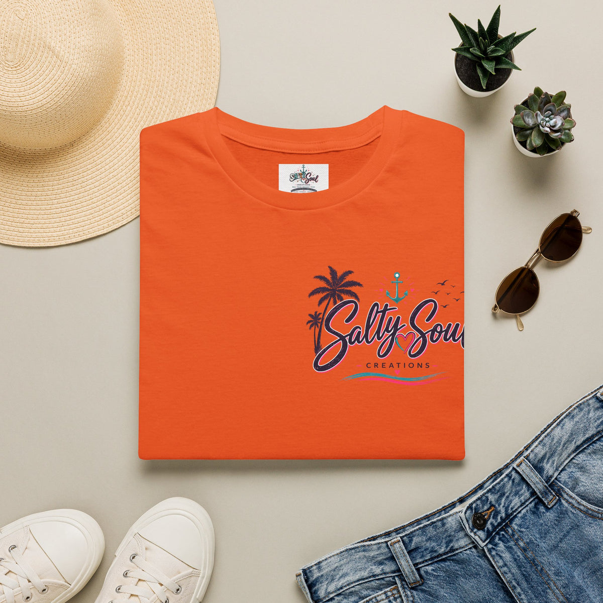 Salty Soul Beach T-Shirt — Palm Tree Coastal Graphic Tee