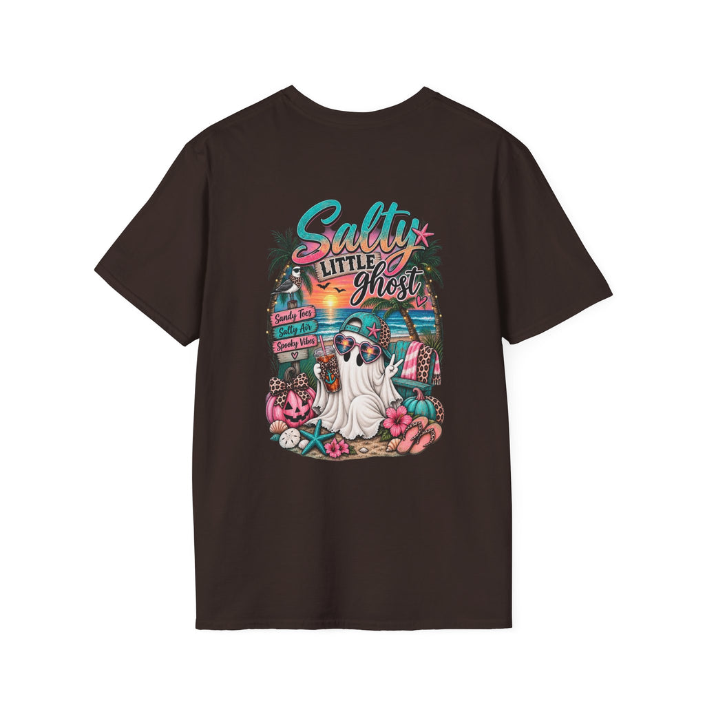 Halloween Crewneck T-Shirt – Spooky Cactus Pumpkin Desert Floral "Salty Soul" Design