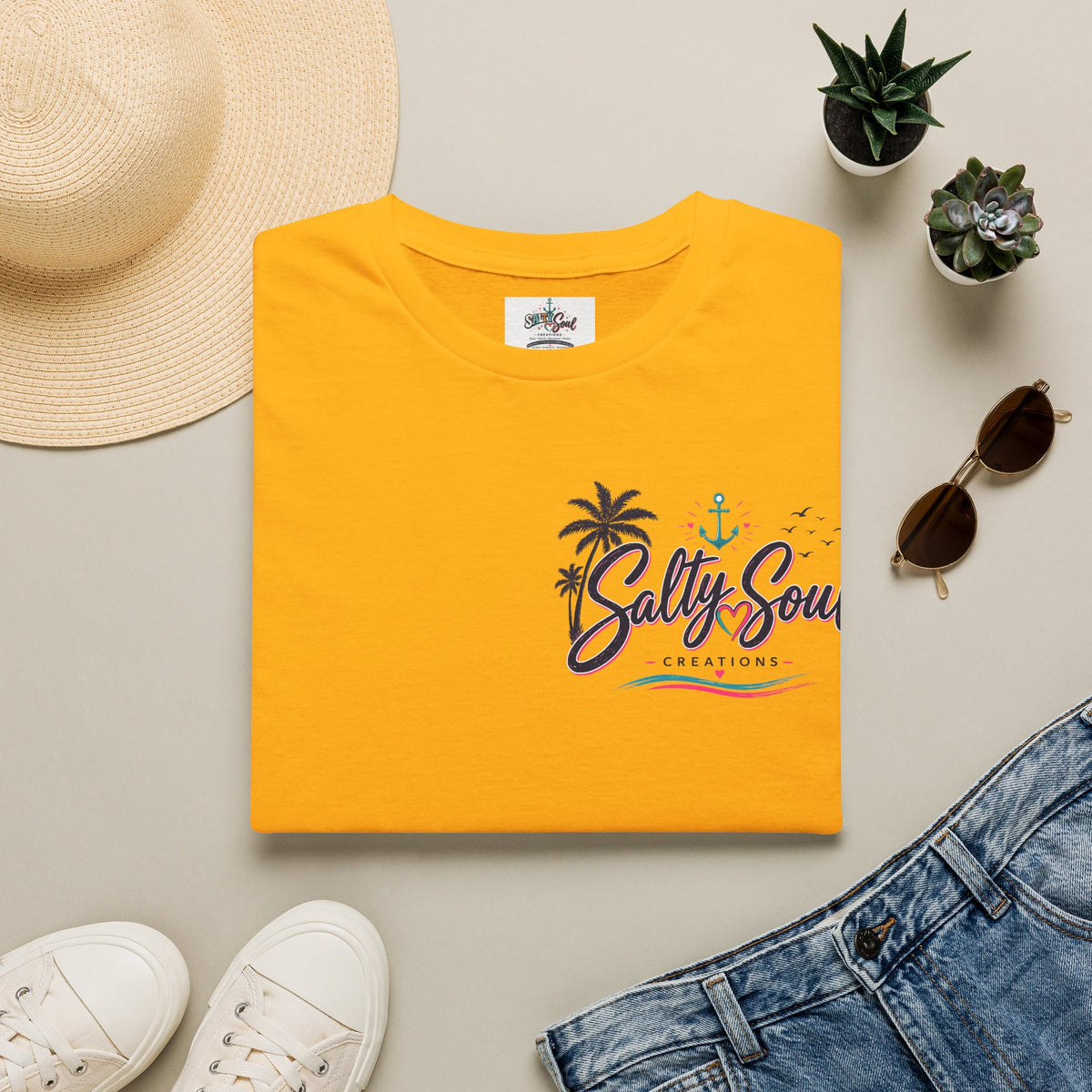 Salty Soul Beach T-Shirt — Palm Tree Coastal Graphic Tee
