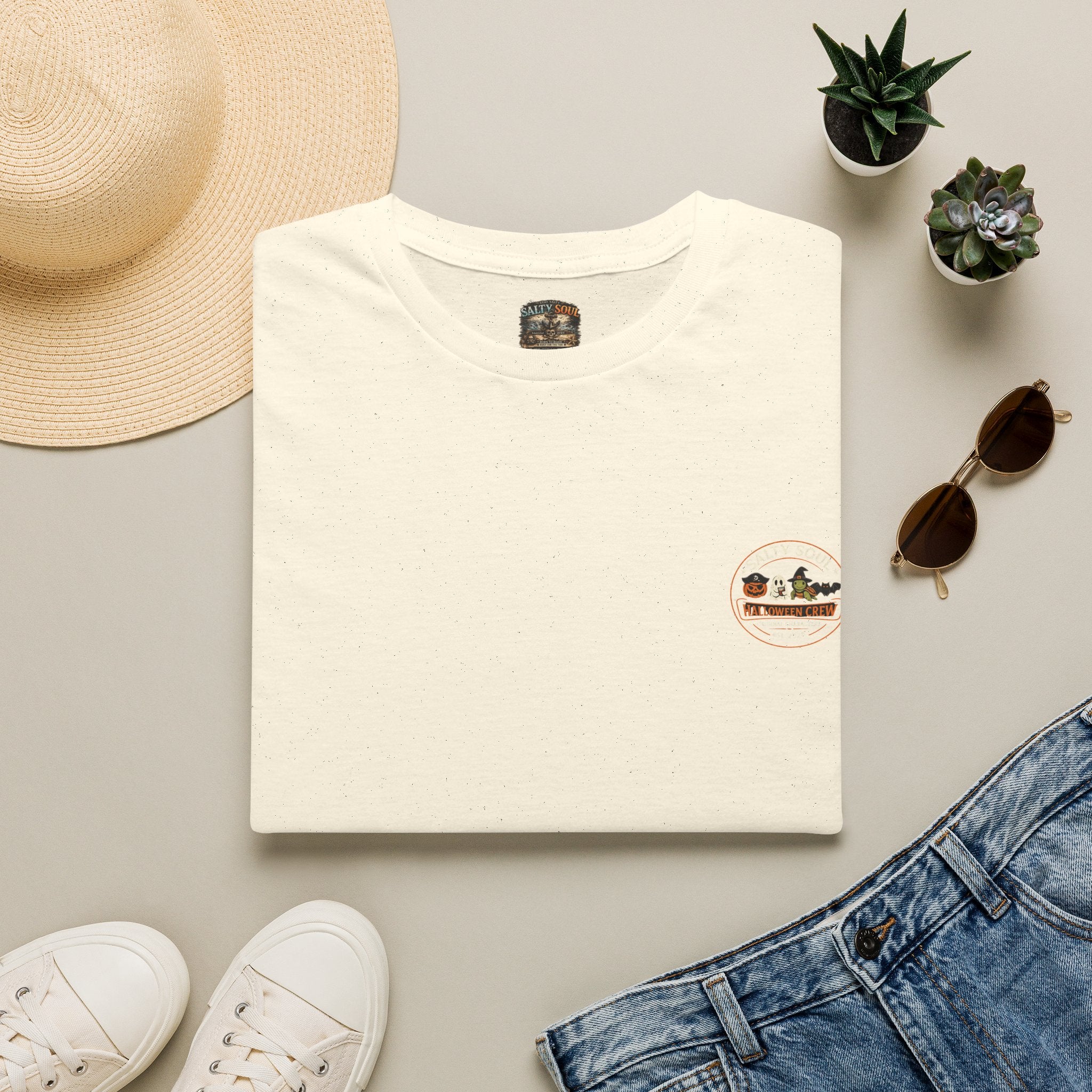 Adventure Camper T-Shirt — Mini Retro Camp Graphic (Halloween Skeleton 'Salty After Dark')