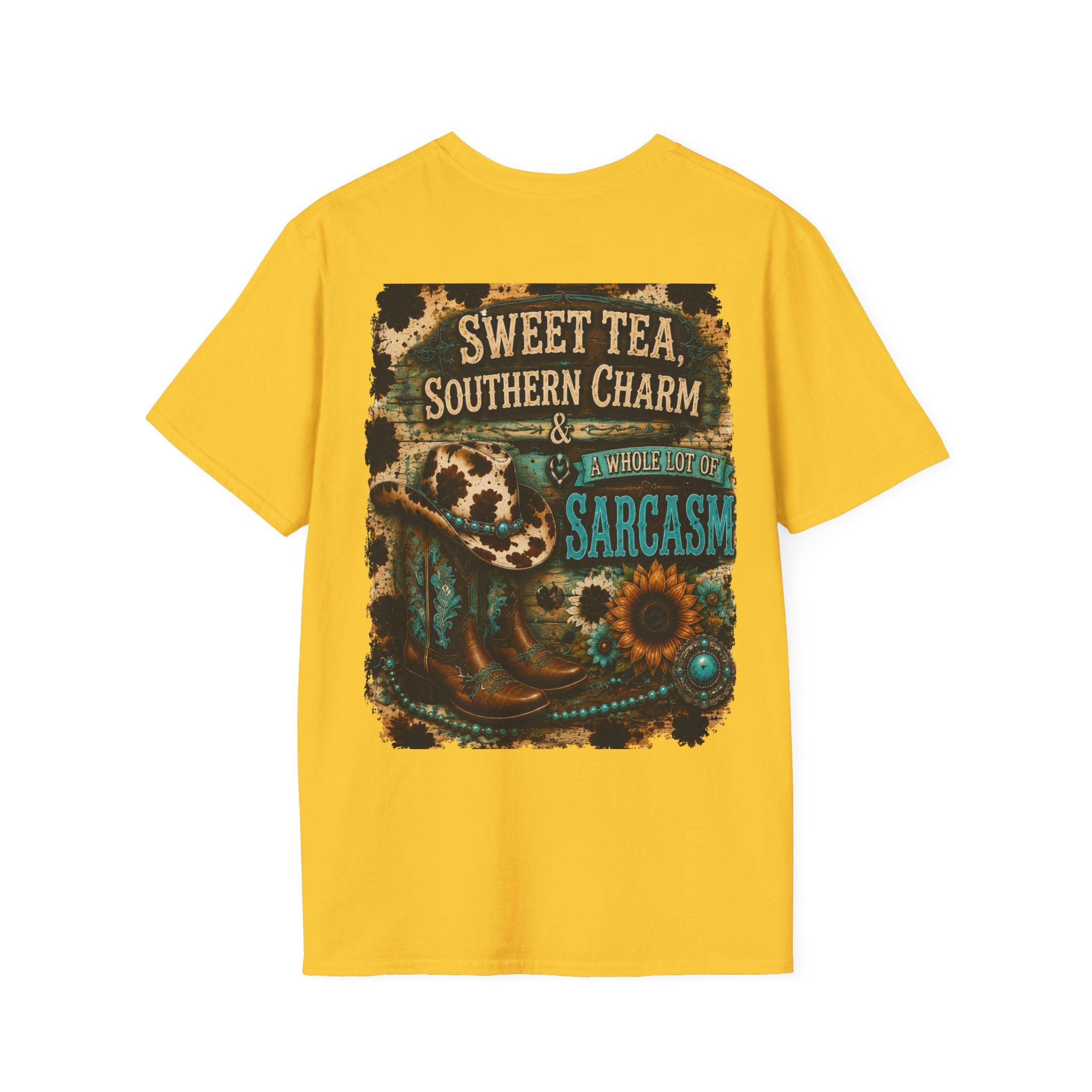 T-Shirt — “Sweet Tea & Sarcasm” Vintage Floral Pocket Graphic