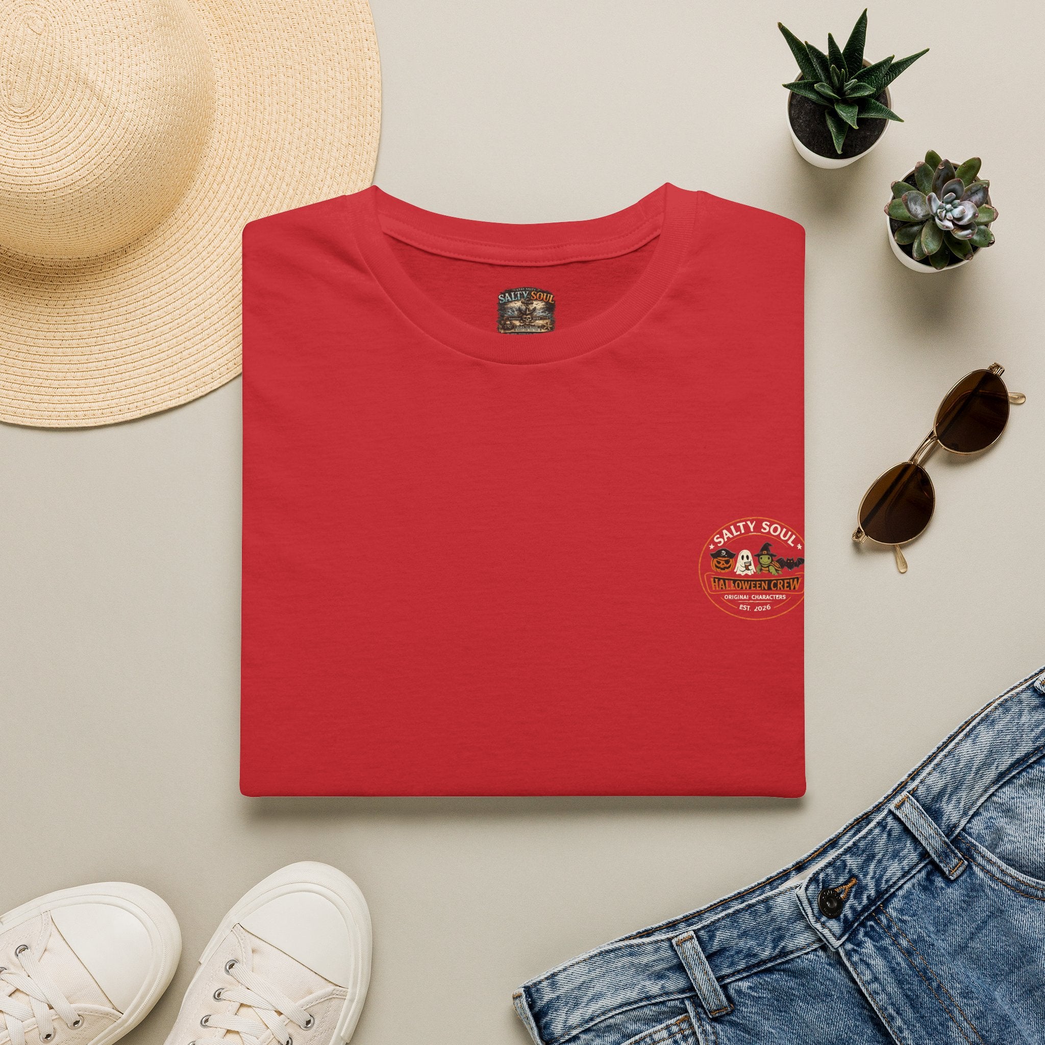 Adventure Camper T-Shirt — Mini Retro Camp Graphic (Halloween Skeleton 'Salty After Dark')