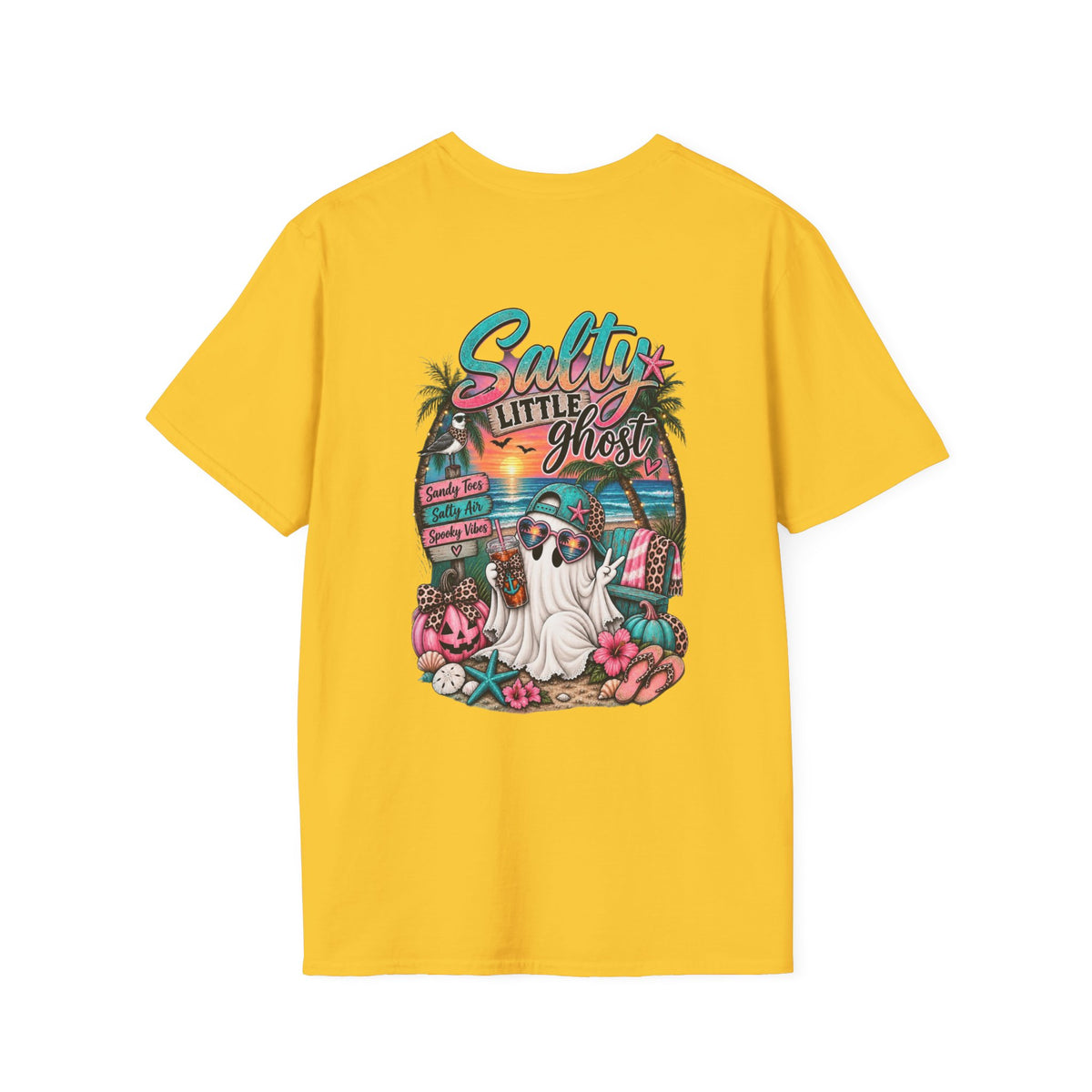 Halloween Crewneck T-Shirt – Spooky Cactus Pumpkin Desert Floral "Salty Soul" Design