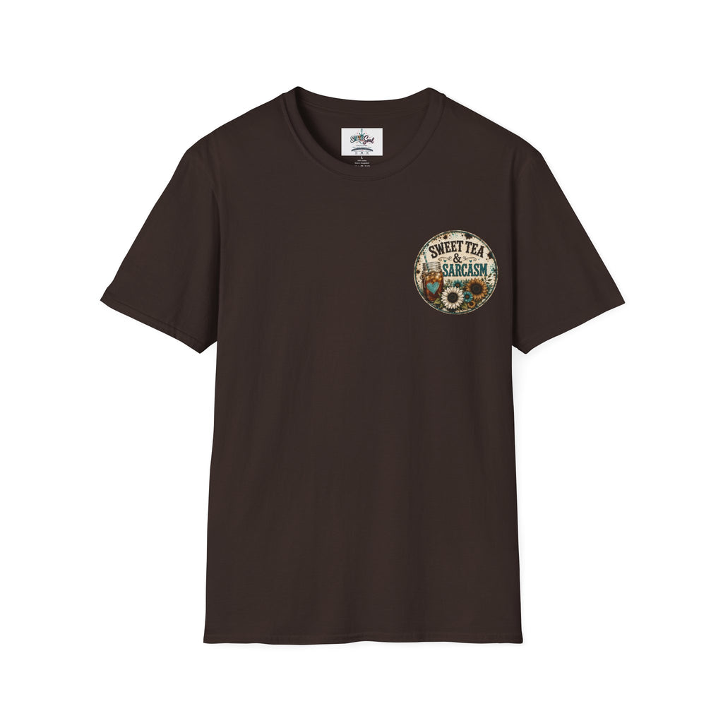 T-Shirt — “Sweet Tea & Sarcasm” Vintage Floral Pocket Graphic
