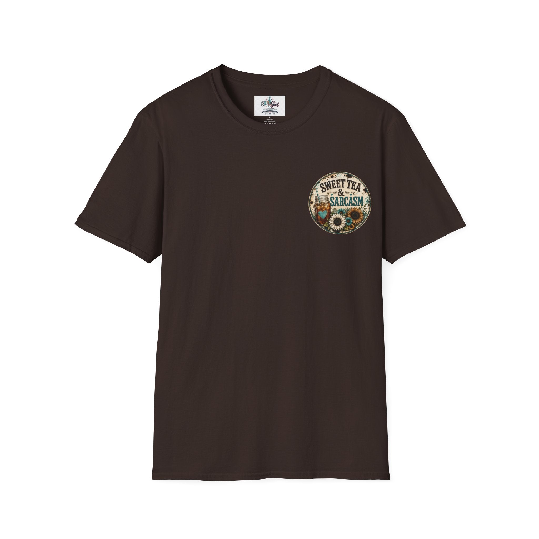 T-Shirt — “Sweet Tea & Sarcasm” Vintage Floral Pocket Graphic