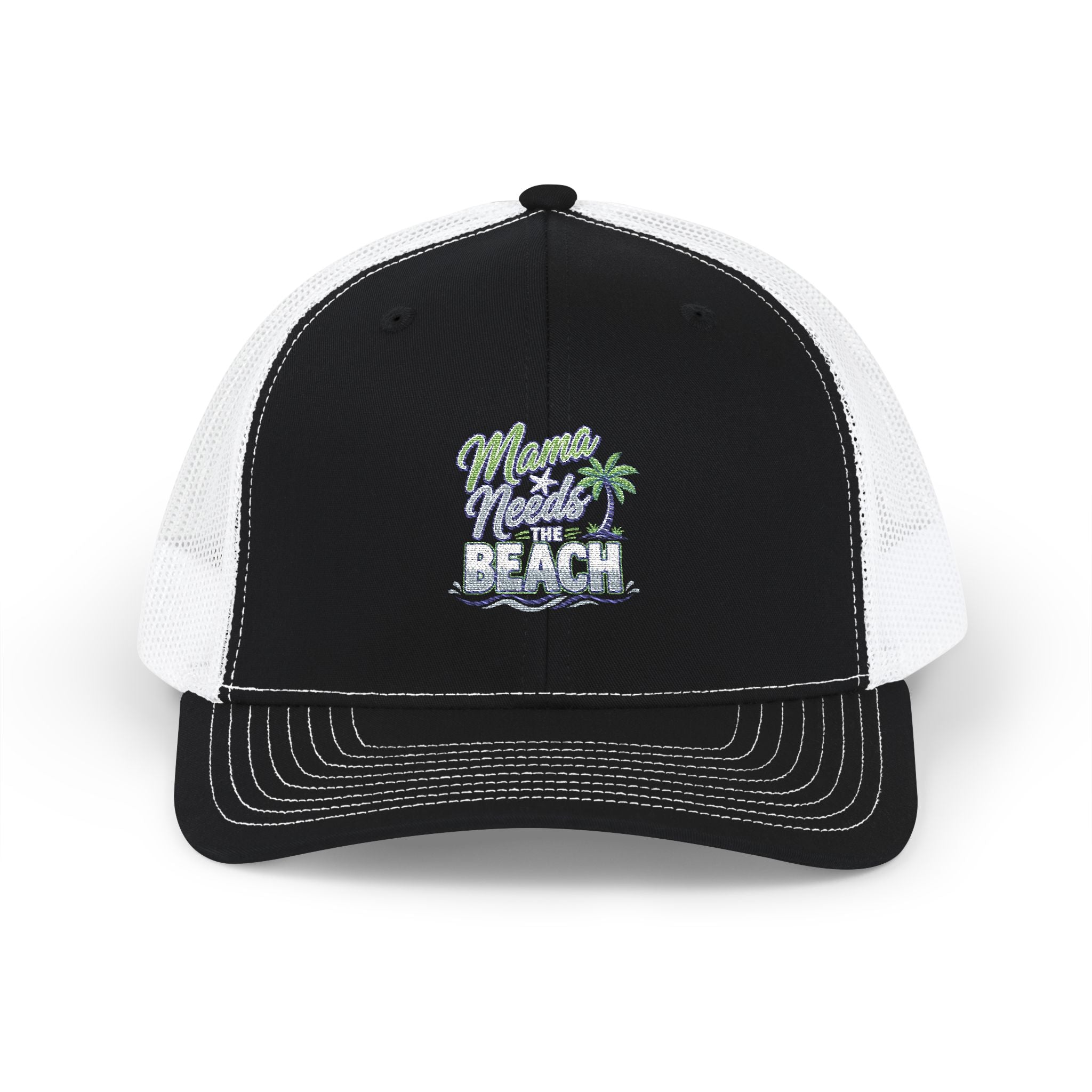 Beach Vibes Snapback Trucker Cap — "Mermaid Beach" Embroidered Palm Design
