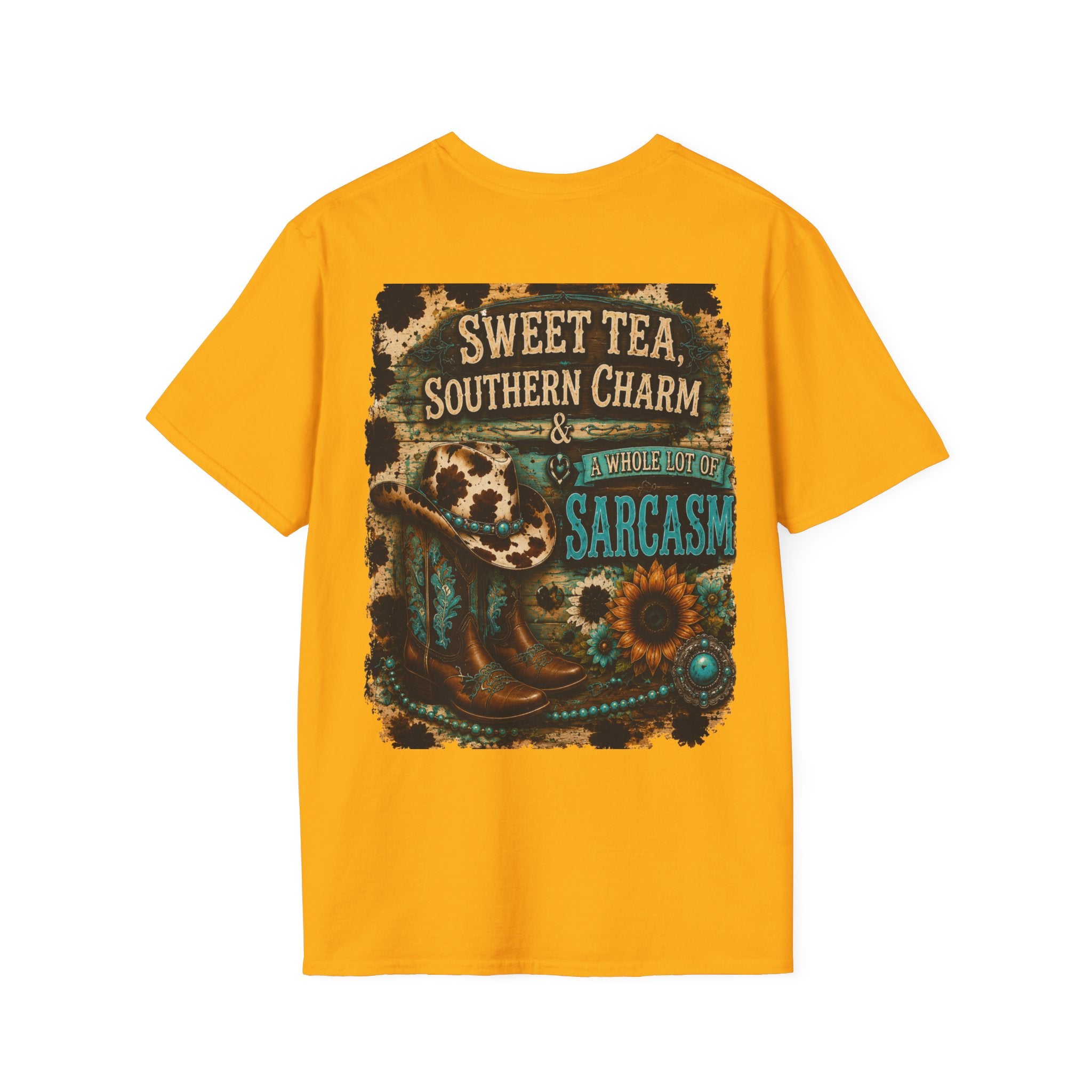 T-Shirt — “Sweet Tea & Sarcasm” Vintage Floral Pocket Graphic