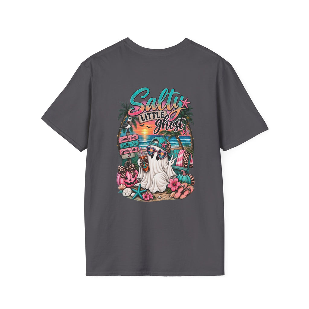 Halloween Crewneck T-Shirt – Spooky Cactus Pumpkin Desert Floral "Salty Soul" Design