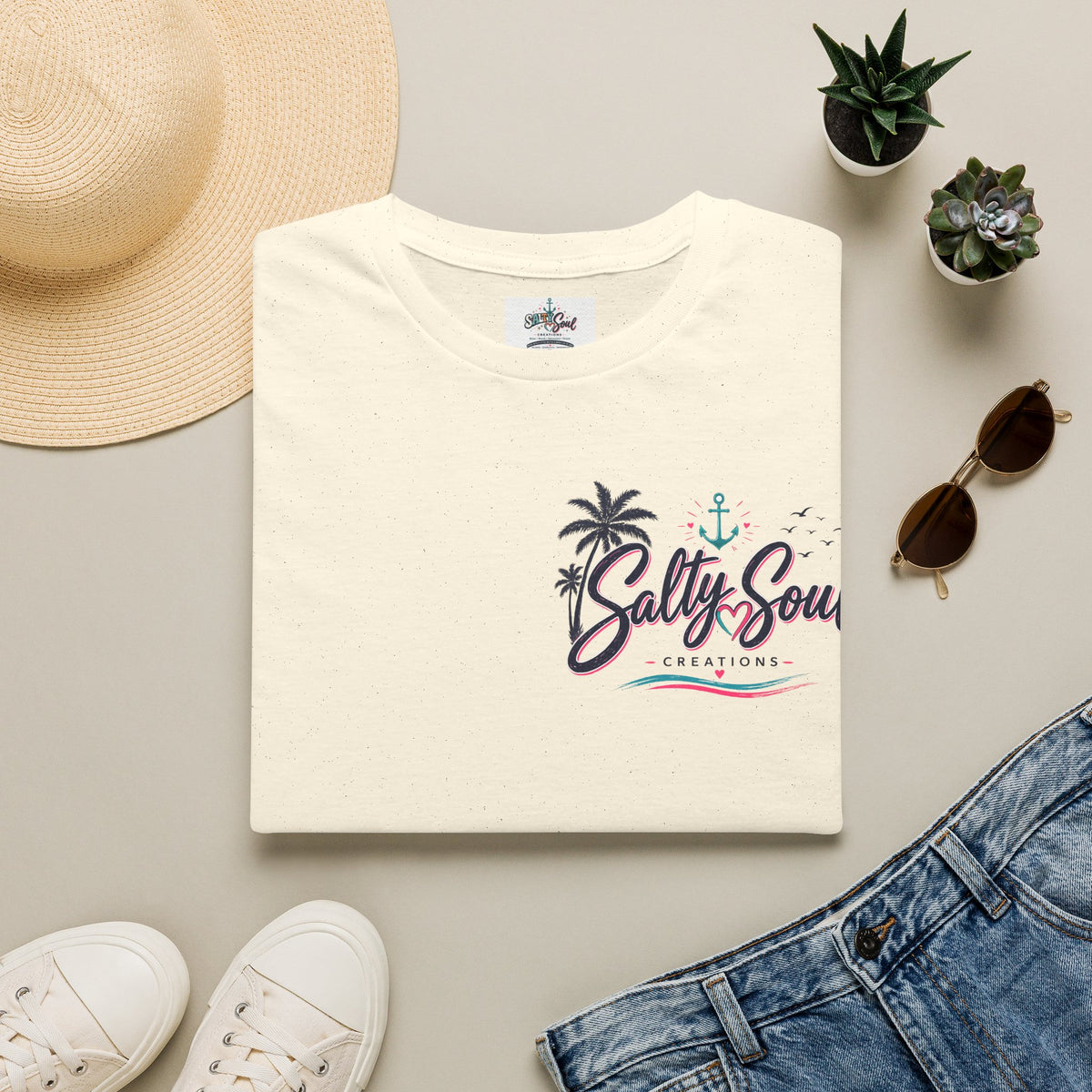 Salty Soul Beach T-Shirt — Palm Tree Coastal Graphic Tee