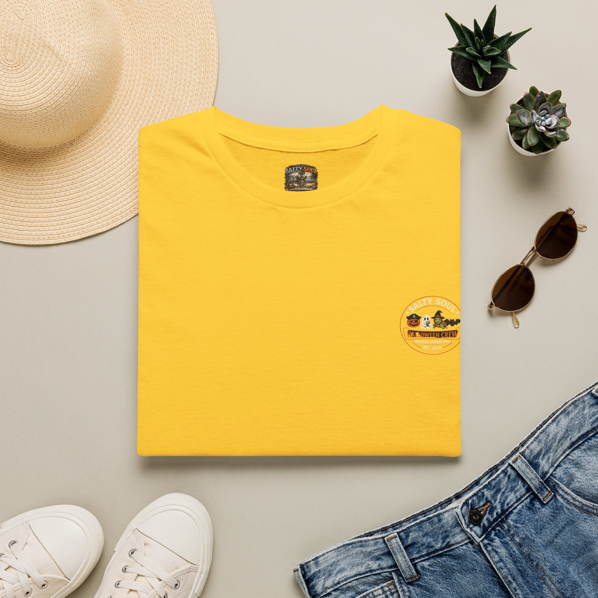 Adventure Camper T-Shirt — Mini Retro Camp Graphic (Halloween Skeleton 'Salty After Dark')