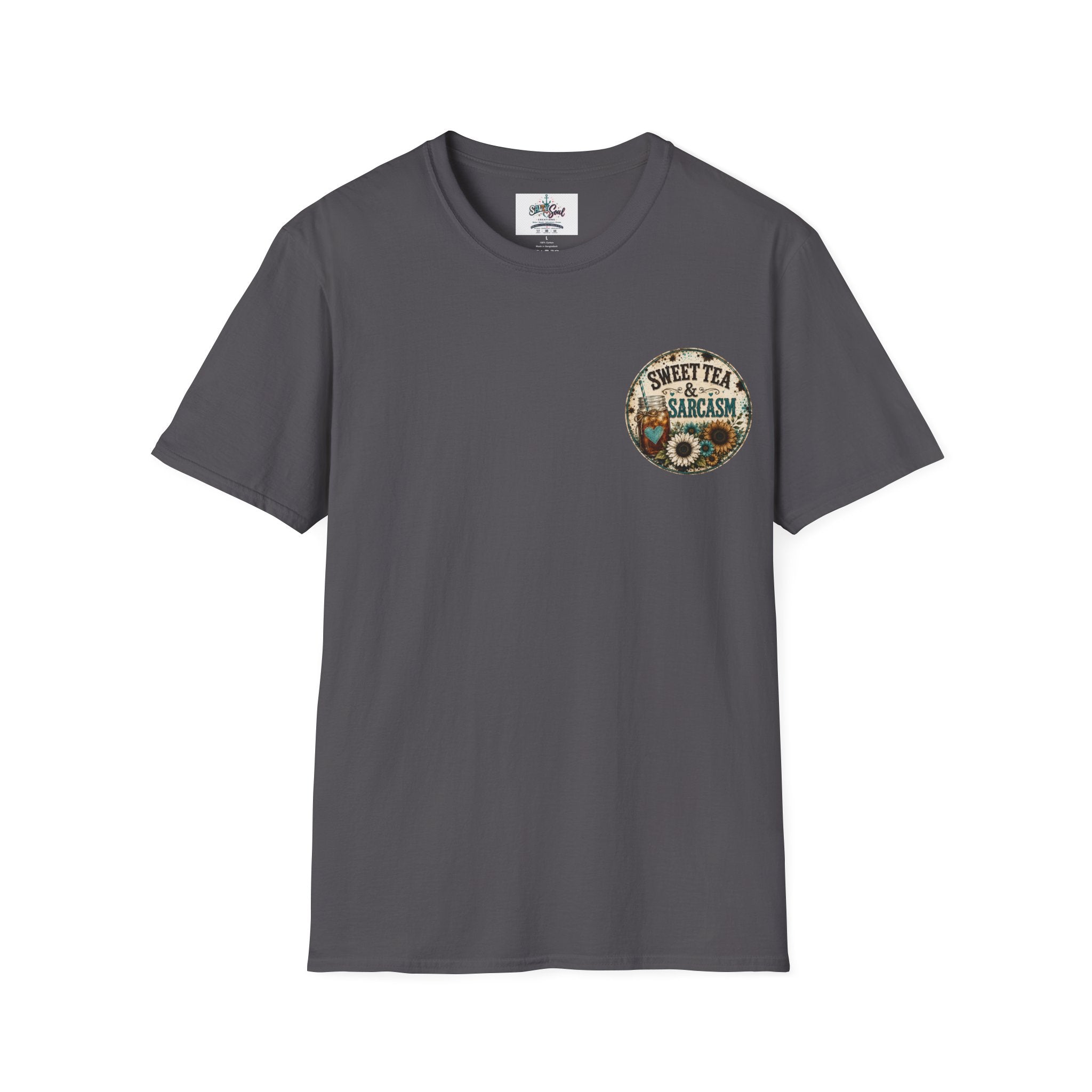 T-Shirt — “Sweet Tea & Sarcasm” Vintage Floral Pocket Graphic