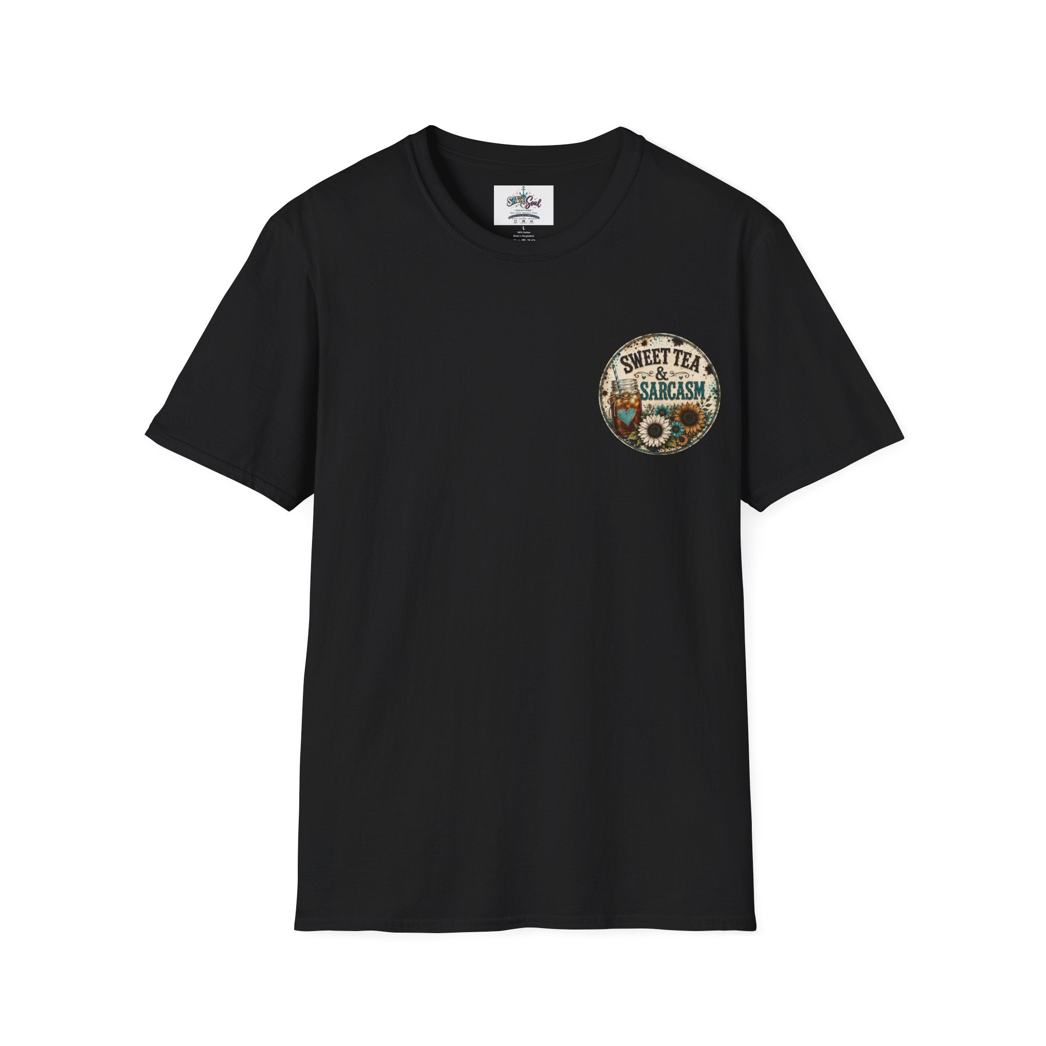 T-Shirt — “Sweet Tea & Sarcasm” Vintage Floral Pocket Graphic