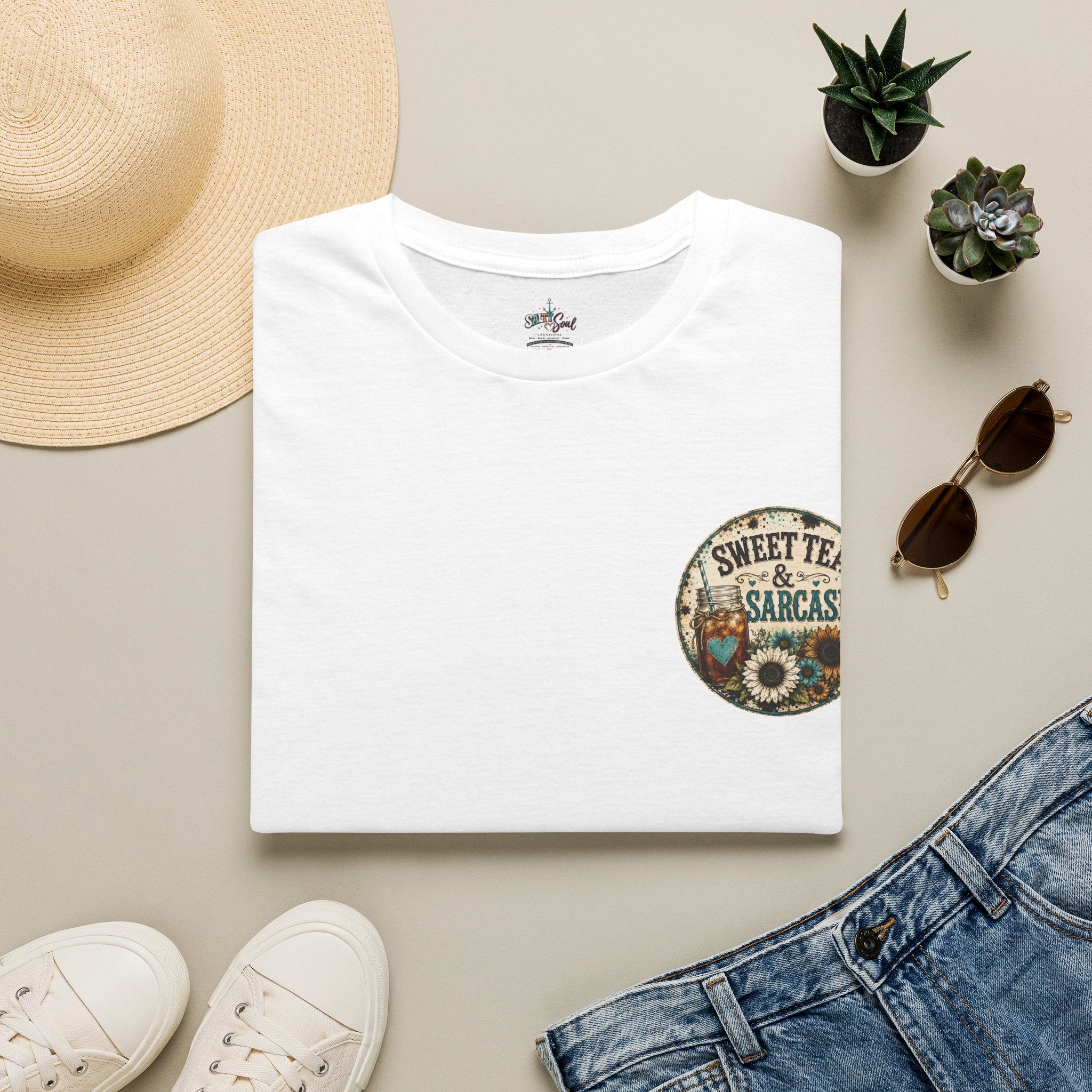 T-Shirt — 'Sweet Tea & Sarcasm' Vintage Floral Graphic