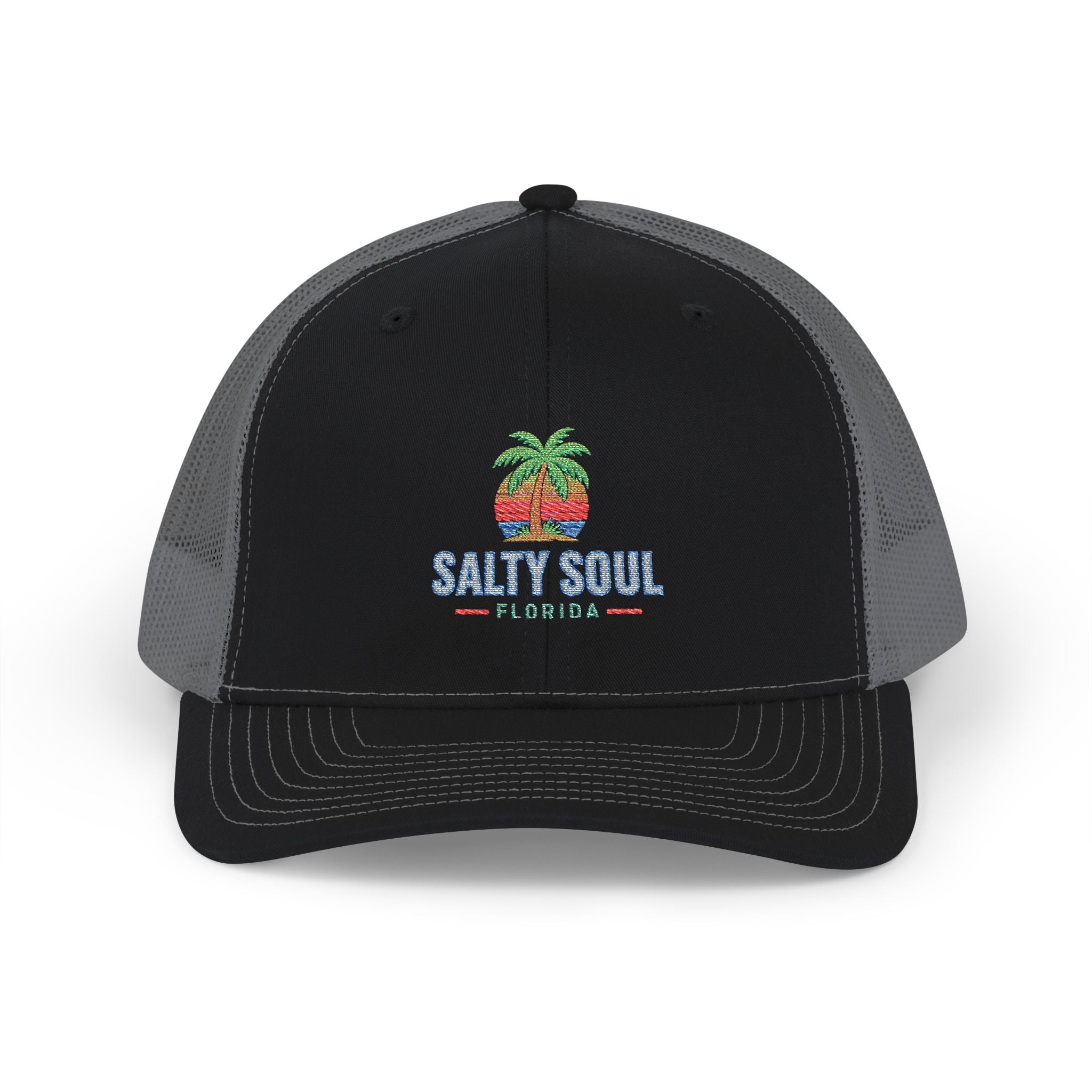 Salty Soul Trucker Cap – Retro Palm Beach Snapback Hat